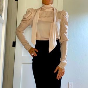 Joie Soft Pink tie neck blouse